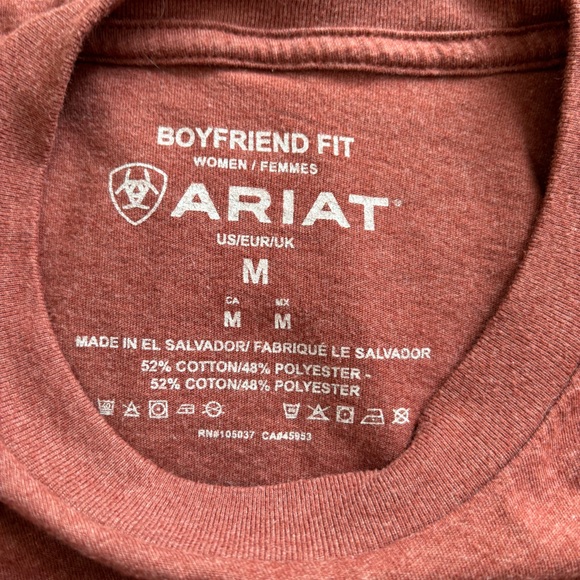 Ariat Boyfriend Fit Rust Color Western Floral Horseshoe Woman’s Logo Tee Medium - Picture 9 of 15
